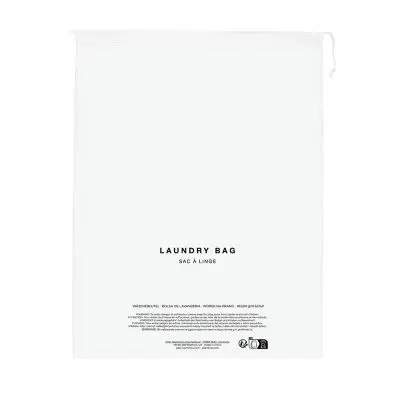 EcoClassic Cocoon-Wäschebeutel: aus 100 % PCR-PP mit Kordelzug aus 100 % Baumwolle, weiß